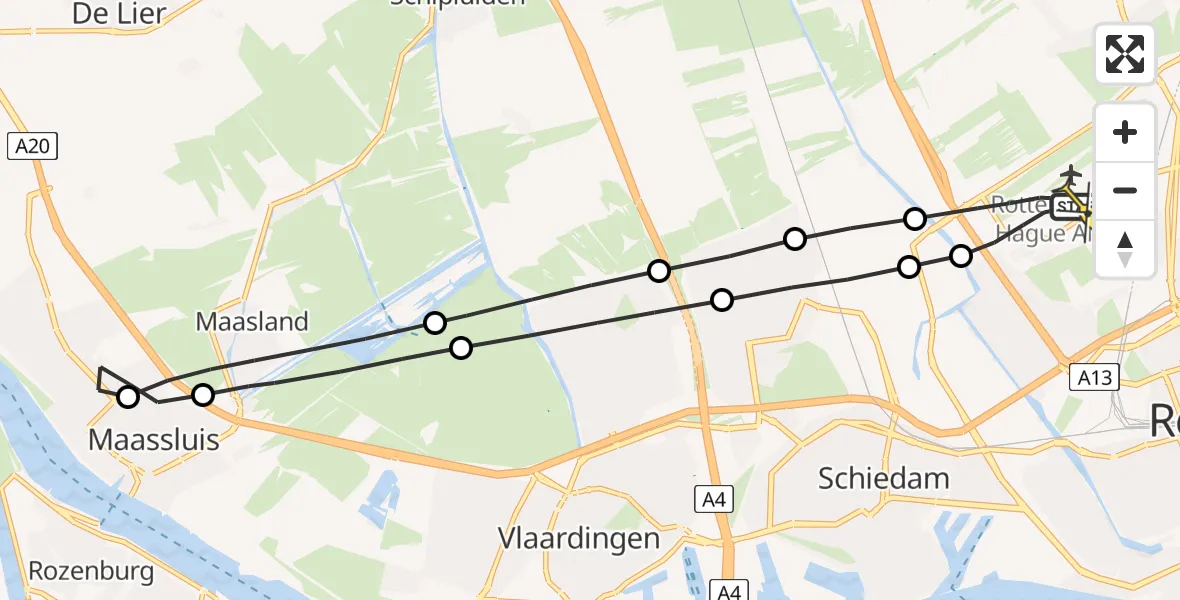 Routekaart van de vlucht: Lifeliner 2 naar Rotterdam The Hague Airport, Arlandabaan Platformzijde
