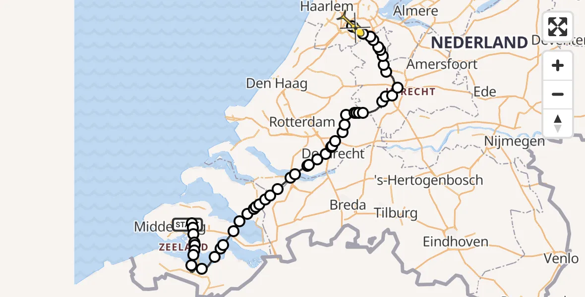 Routekaart van de vlucht: Politieheli naar Schiphol, Calandweg