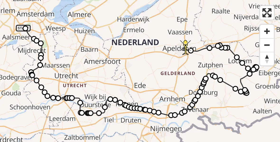 Routekaart van de vlucht: Politieheli naar Apeldoorn, Nieuwe Meerlaan