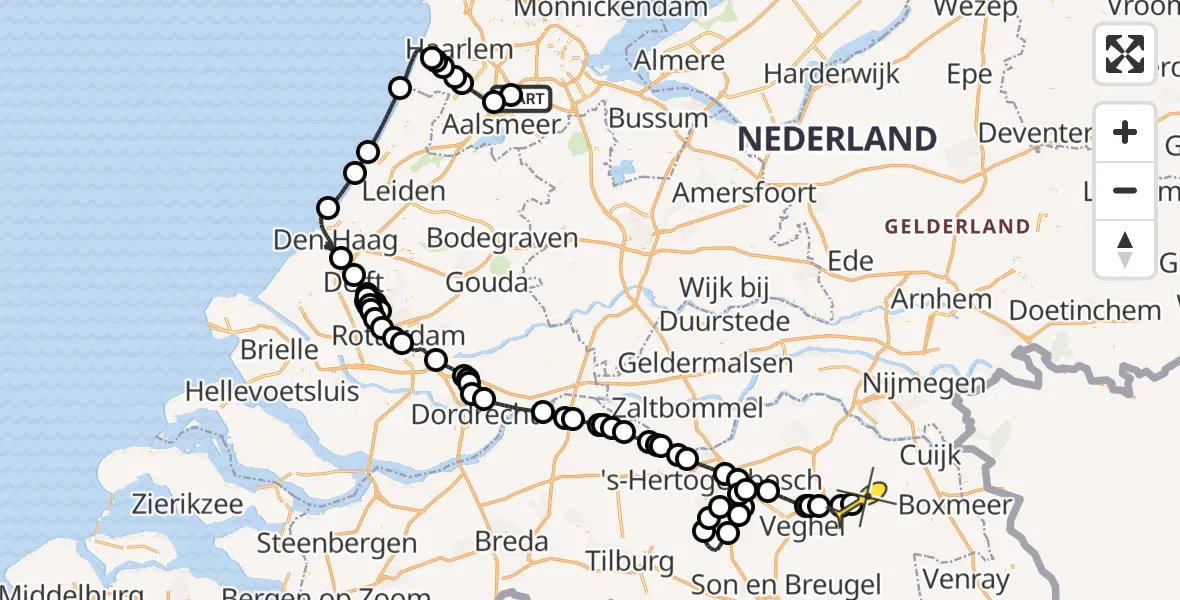 Routekaart van de vlucht: Politieheli naar Vliegbasis Volkel, Loevesteinse Randweg