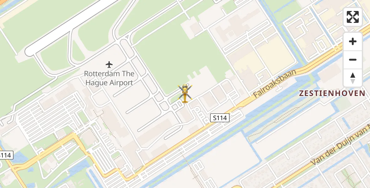Vluchtroute Ambulancehelikopter van Rotterdam The Hague Airport naar Rotterdam The Hague Airport
