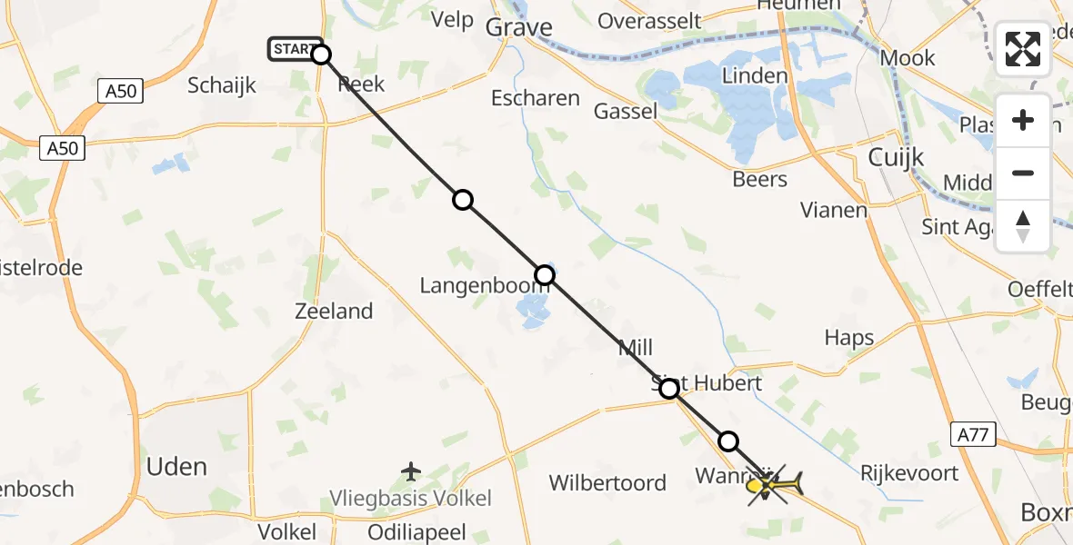 Routekaart van de vlucht: Lifeliner 3 naar Wanroij, Helstraat