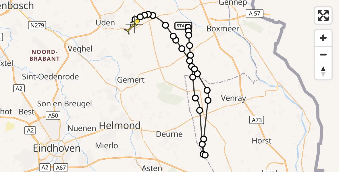 Routekaart van de vlucht: Lifeliner 3 naar Vliegbasis Volkel, Walsert