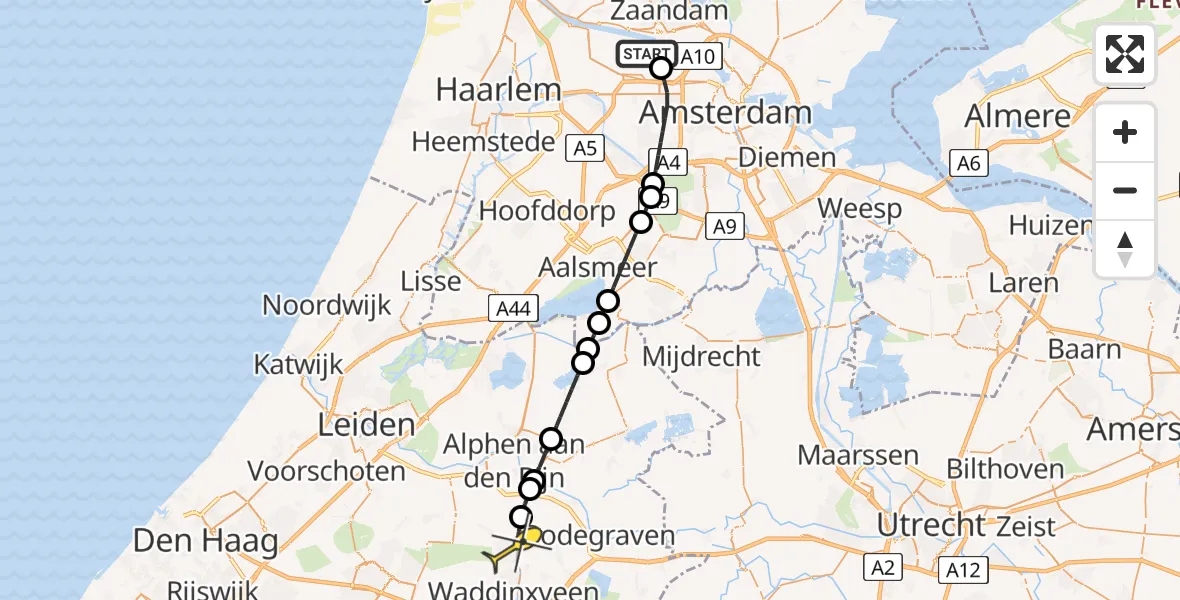 Routekaart van de vlucht: Lifeliner 1 naar Boskoop, Bosporushaven