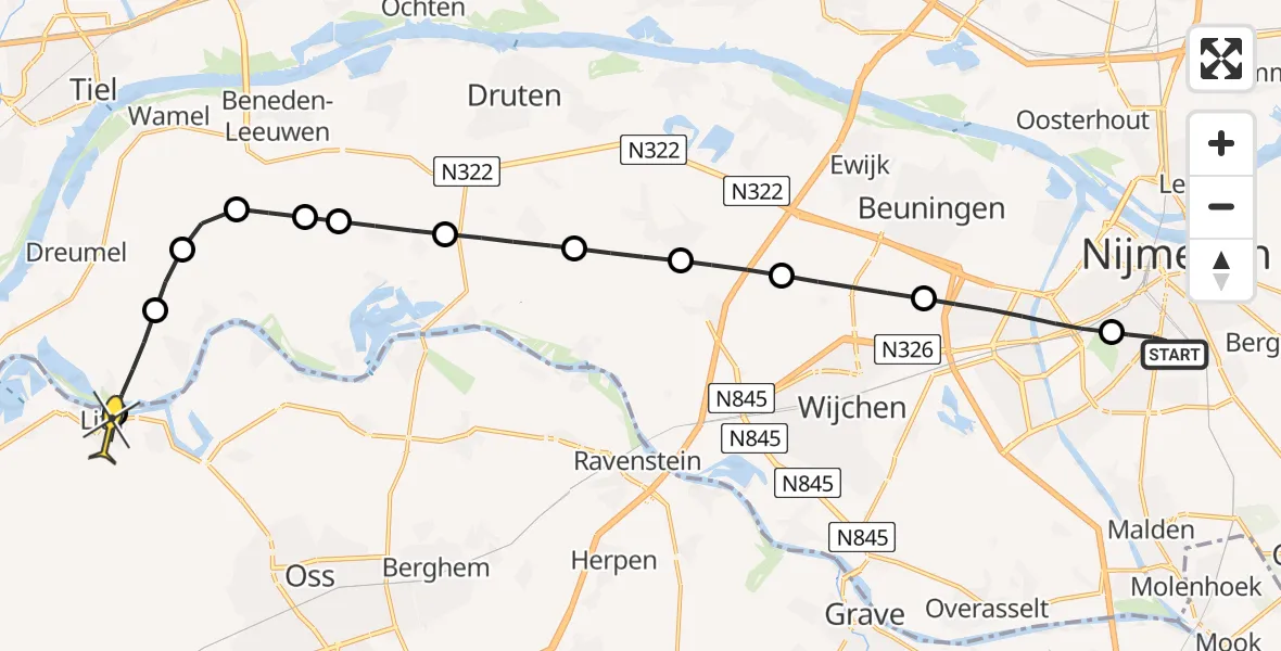 Routekaart van de vlucht: Lifeliner 2 naar Lith, Nimrodstraat