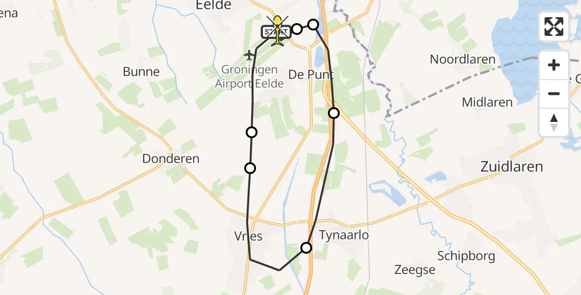 Routekaart van de vlucht: Lifeliner 4 naar Groningen Airport Eelde, Vissersweg