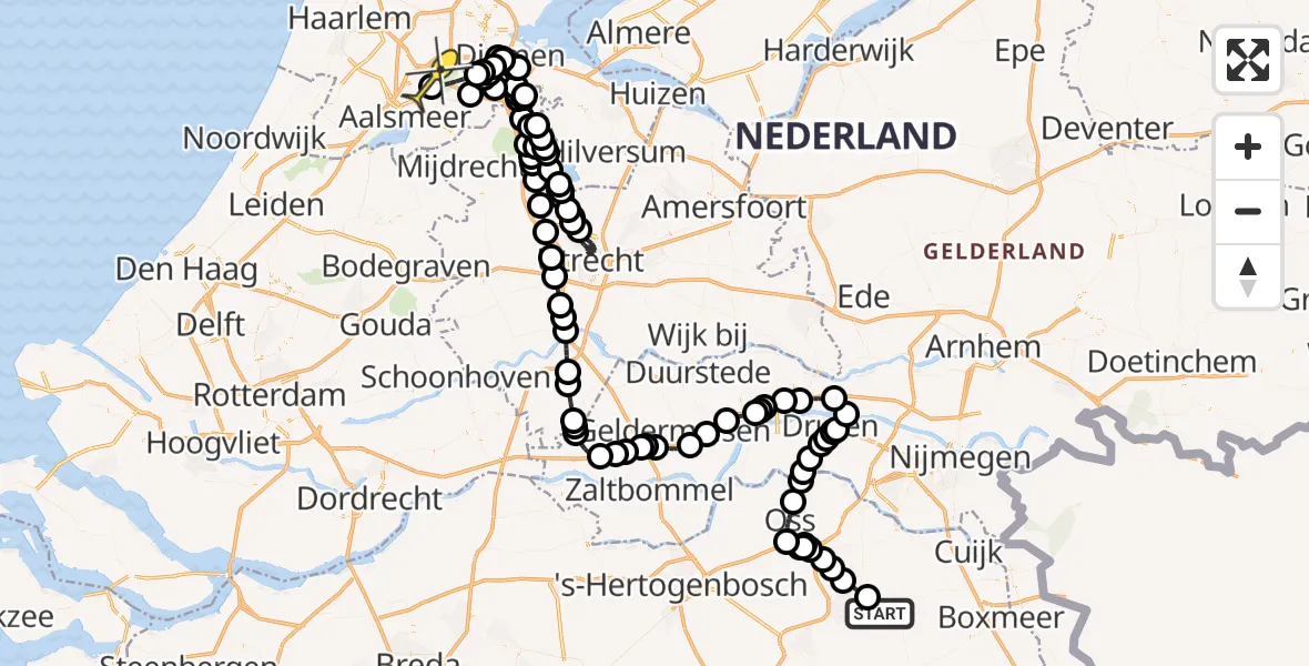 Routekaart van de vlucht: Politieheli naar Schiphol, Houtvennen