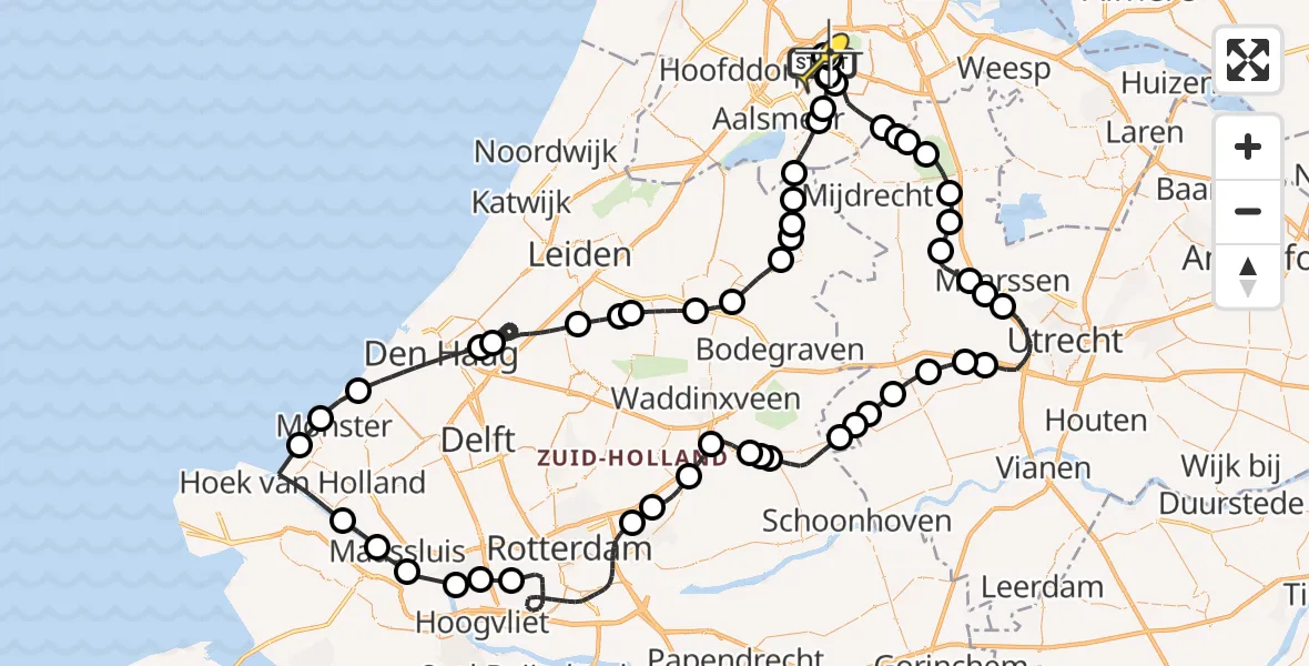 Routekaart van de vlucht: Politieheli naar Schiphol, Amsterdam-Bataviaweg