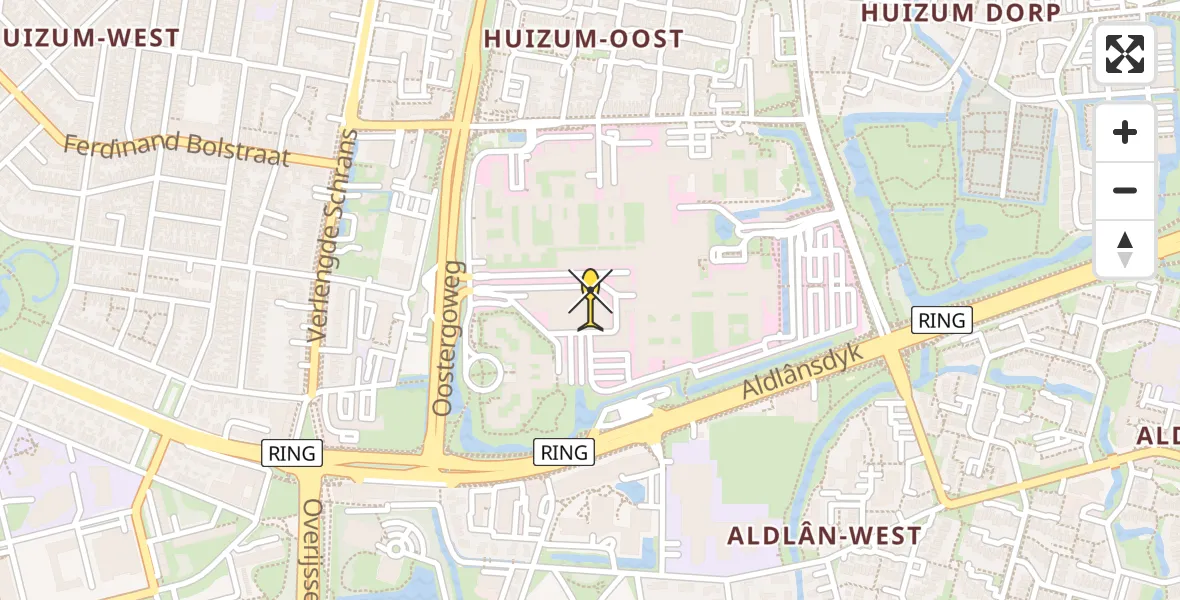 Routekaart van de vlucht: Ambulanceheli naar Leeuwarden