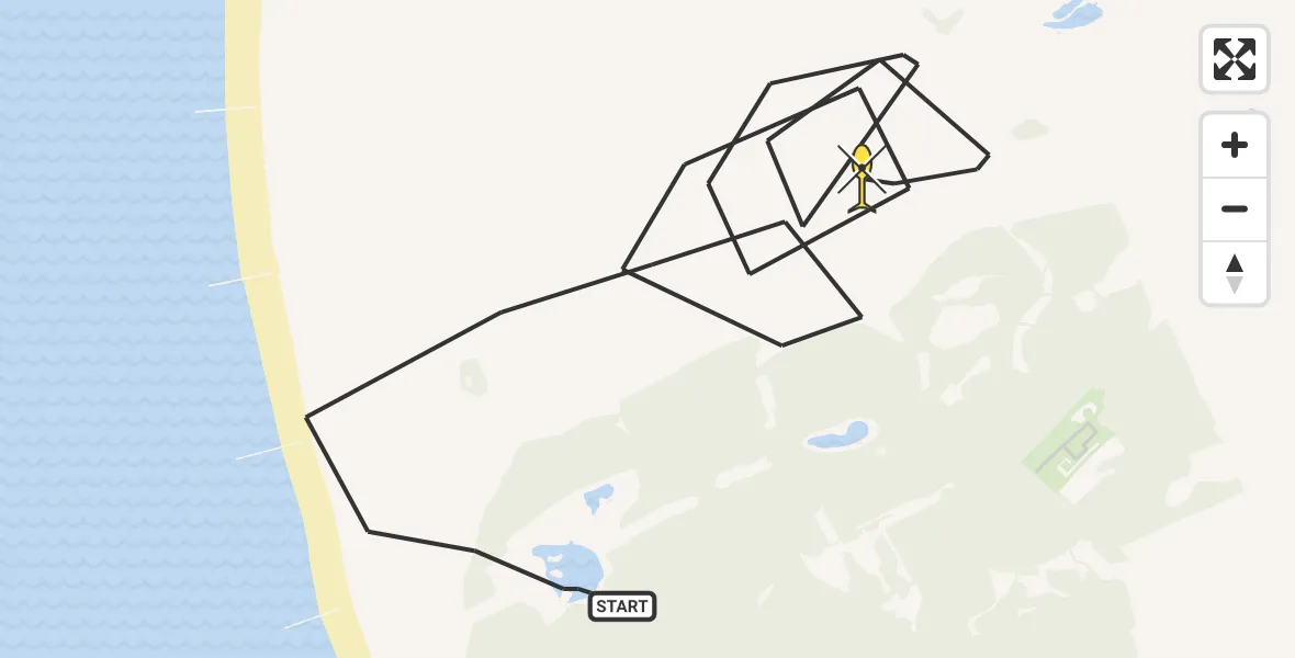 Routekaart van de vlucht: Kustwachthelikopter naar Burgh-Haamstede, A. van der Weijdeweg