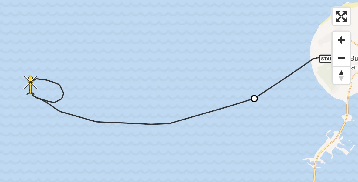 Routekaart van de vlucht: Kustwachthelikopter naar A. van der Weijdeweg