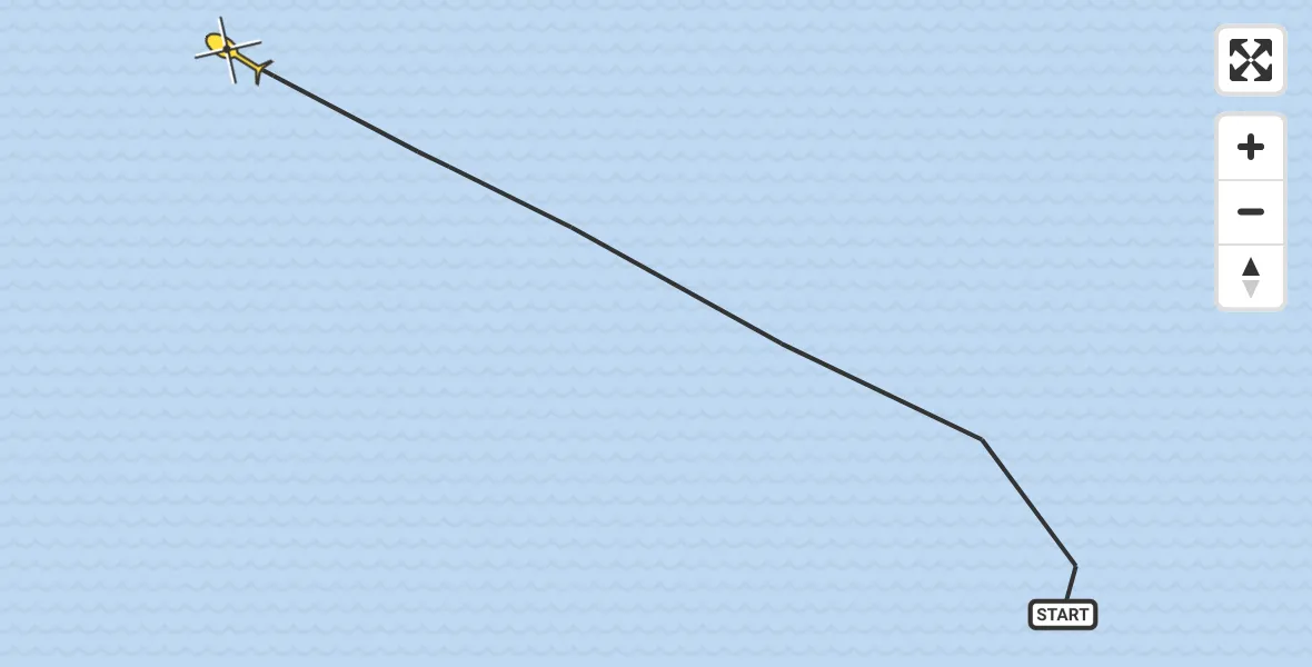 Routekaart van de vlucht: Kustwachthelikopter naar 