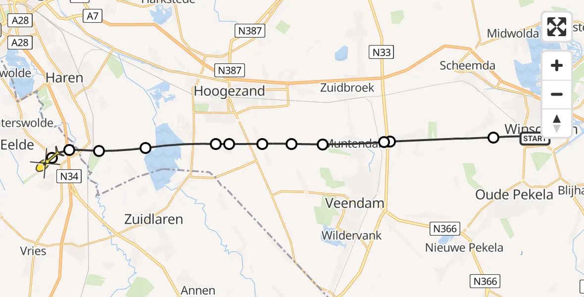 Routekaart van de vlucht: Lifeliner 4 naar Groningen Airport Eelde, Sint Vitusholt 4e Laan
