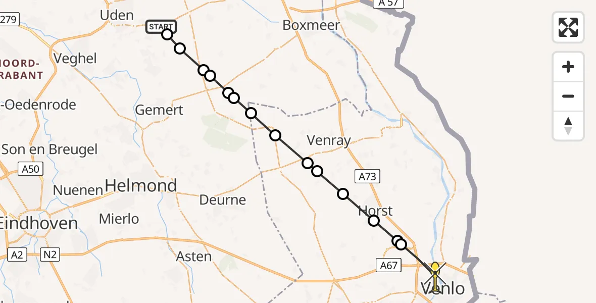 Routekaart van de vlucht: Lifeliner 3 naar Venlo, Jeanny van Kuppeveltpad