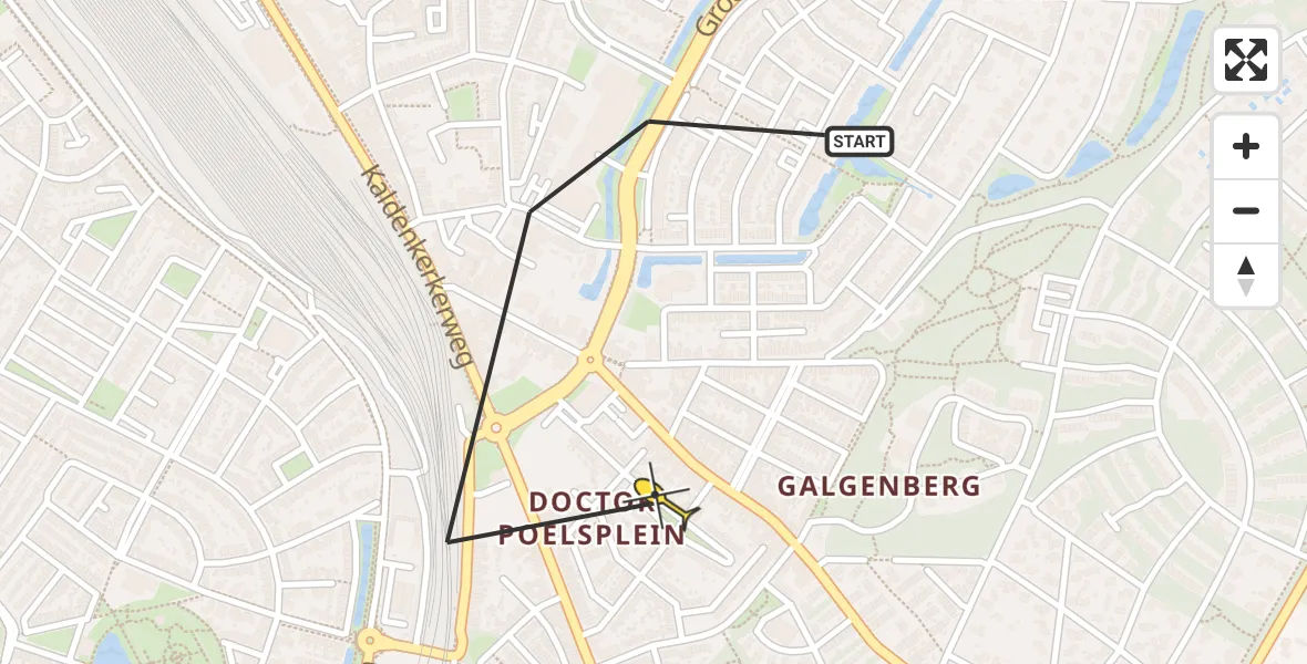 Routekaart van de vlucht: Lifeliner 3 naar Venlo, Herman Potgieterstraat