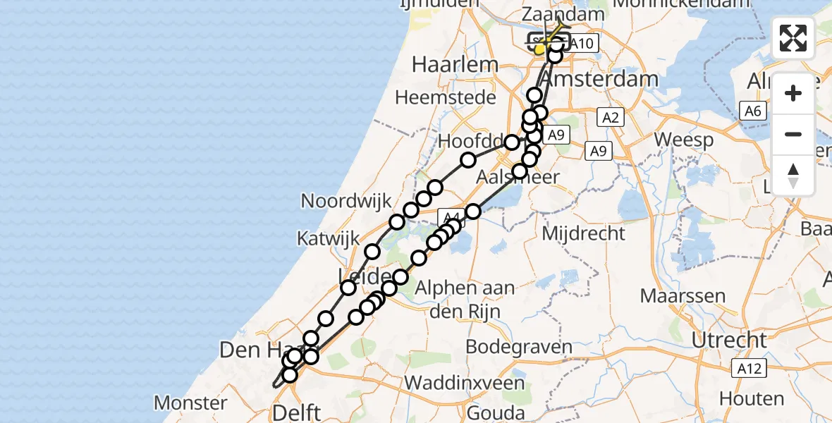 Routekaart van de vlucht: Lifeliner 1 naar Amsterdam Heliport, Westhavenweg
