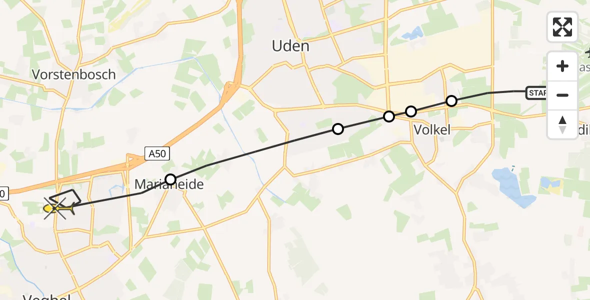 Routekaart van de vlucht: Lifeliner 3 naar Veghel, Zonnepark Hoogveld Zuid