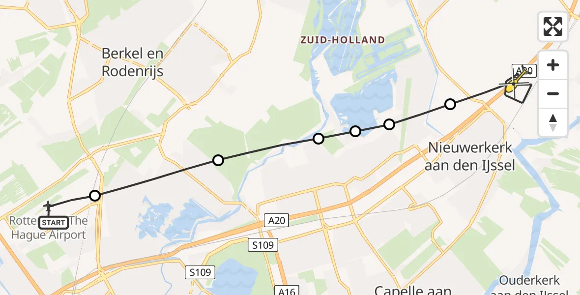 Routekaart van de vlucht: Lifeliner 2 naar Nieuwerkerk aan den IJssel, Bovendijk