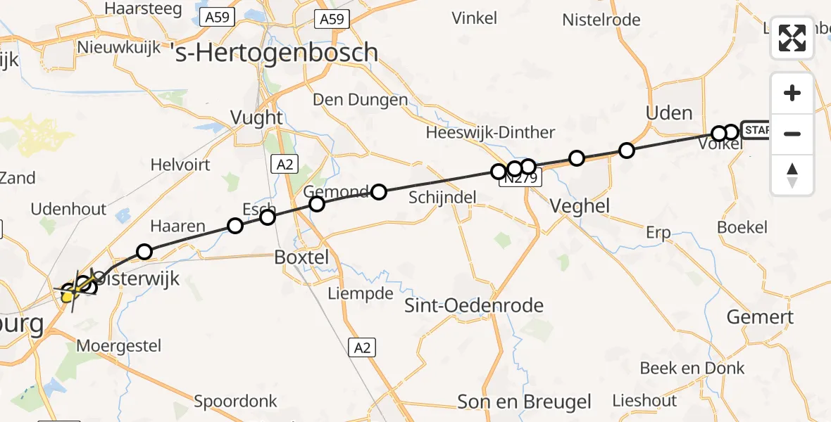 Routekaart van de vlucht: Lifeliner 3 naar Heukelom, Zeelandsedijk