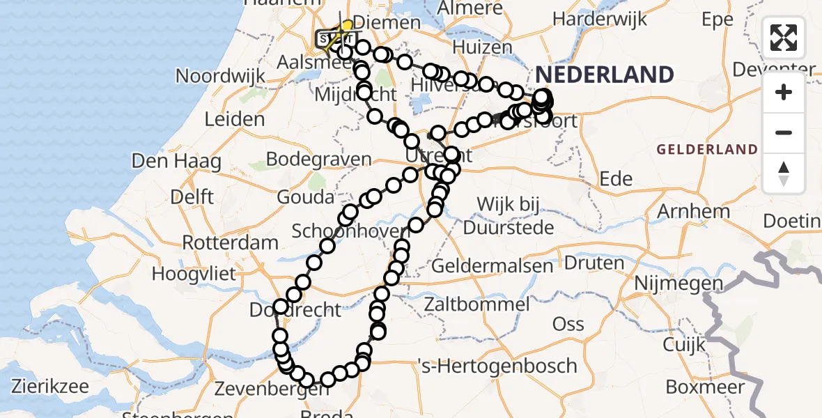 Routekaart van de vlucht: Politieheli naar Schiphol, Aardolieweg
