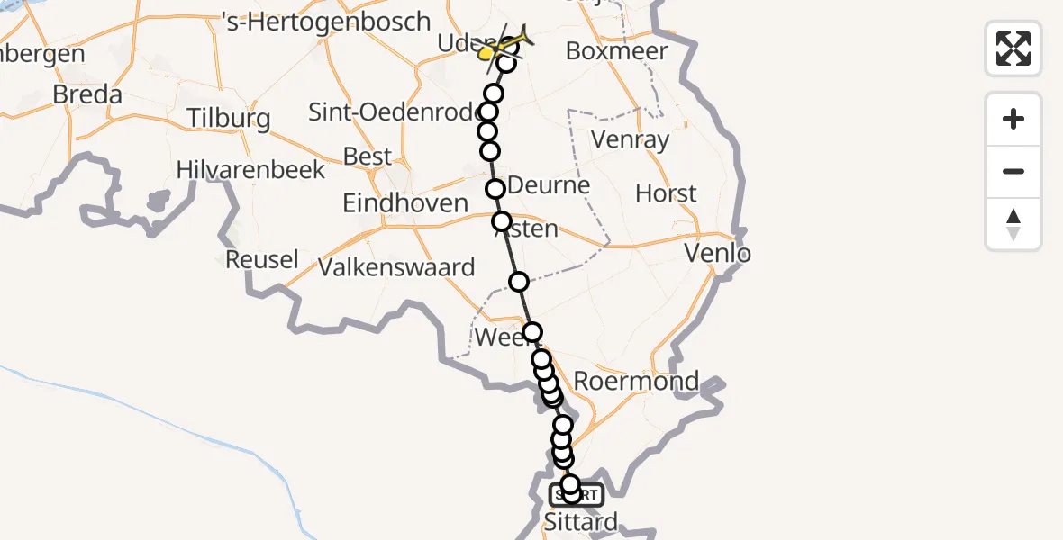 Routekaart van de vlucht: Lifeliner 3 naar Vliegbasis Volkel, Op de Baan