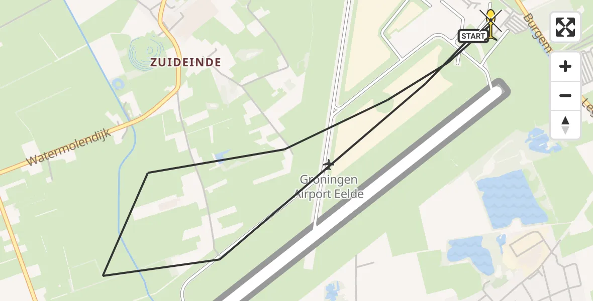 Routekaart van de vlucht: Lifeliner 4 naar Groningen Airport Eelde, Oosterloop