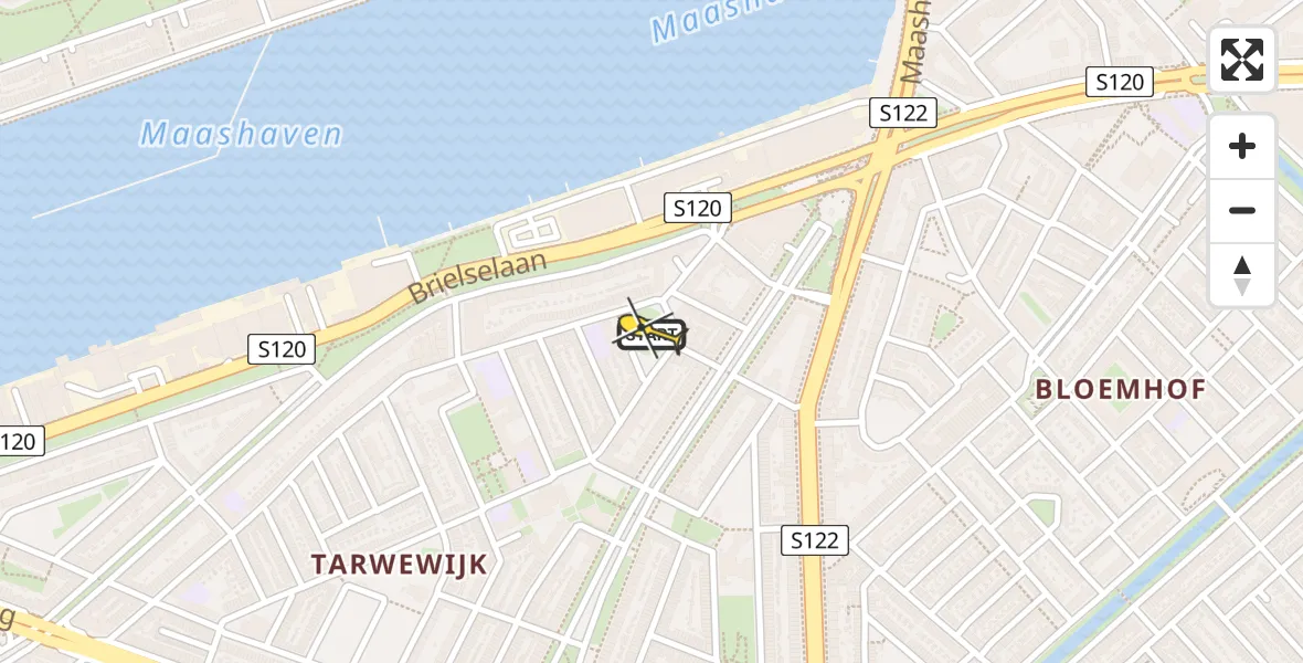 Routekaart van de vlucht: Lifeliner 2 naar Rotterdam, Hekelingenstraat