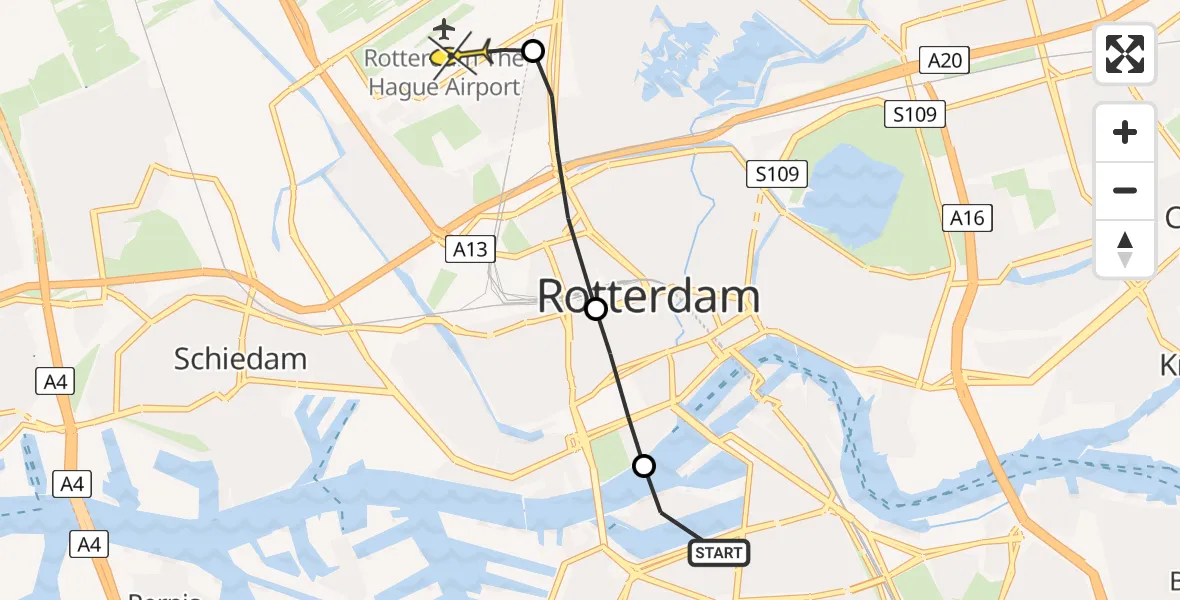 Routekaart van de vlucht: Lifeliner 2 naar Rotterdam The Hague Airport, Westerkade