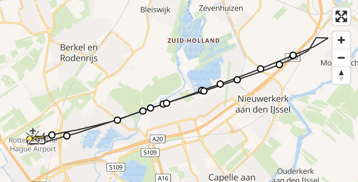 Routekaart van de vlucht: Lifeliner 2 naar Rotterdam The Hague Airport, Gilze-Rijenstraat