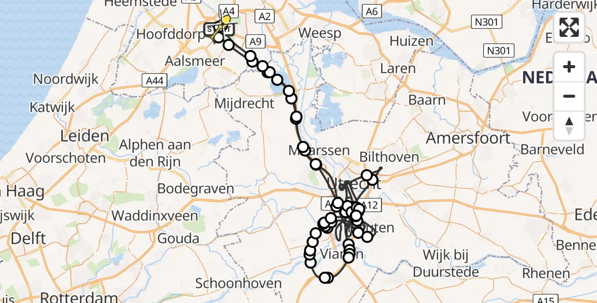 Routekaart van de vlucht: Politieheli naar Schiphol, Thermiekstraat