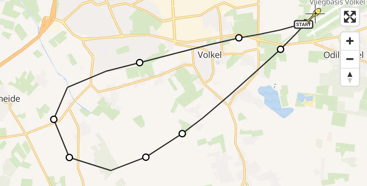Routekaart van de vlucht: Lifeliner 3 naar Vliegbasis Volkel, Goorsche Bosschen