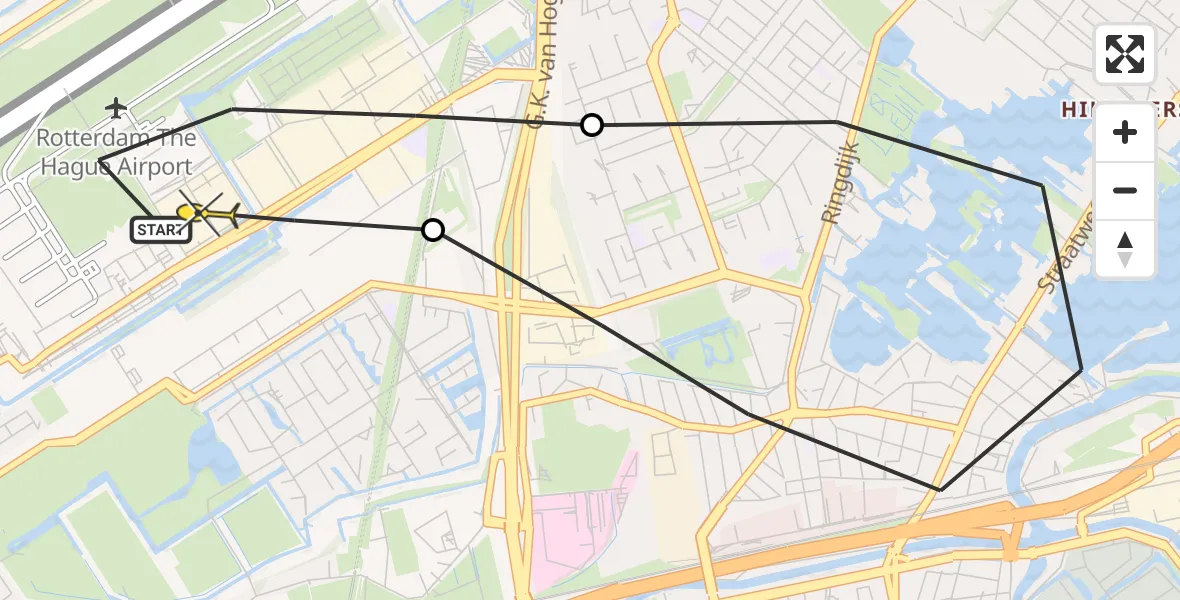 Routekaart van de vlucht: Lifeliner 2 naar Rotterdam The Hague Airport, Bovendijk