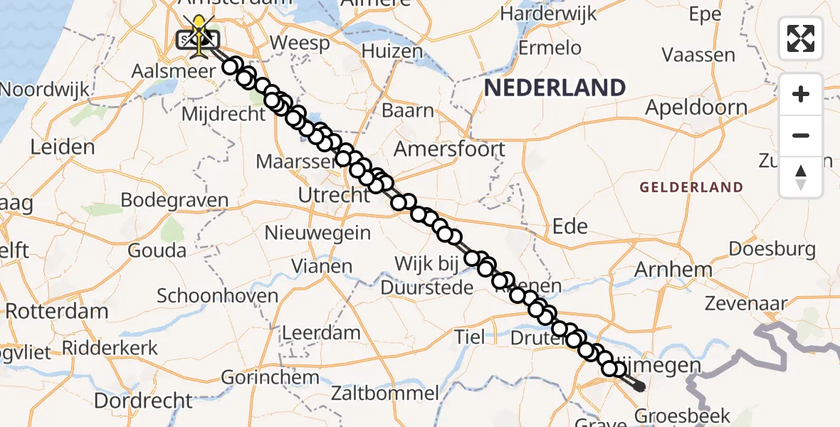 Vluchtroute Politiehelikopter van Schiphol naar Schiphol