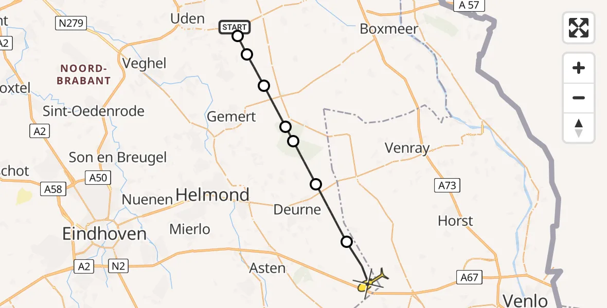 Routekaart van de vlucht: Lifeliner 3 naar Helenaveen, Houtduiflaan