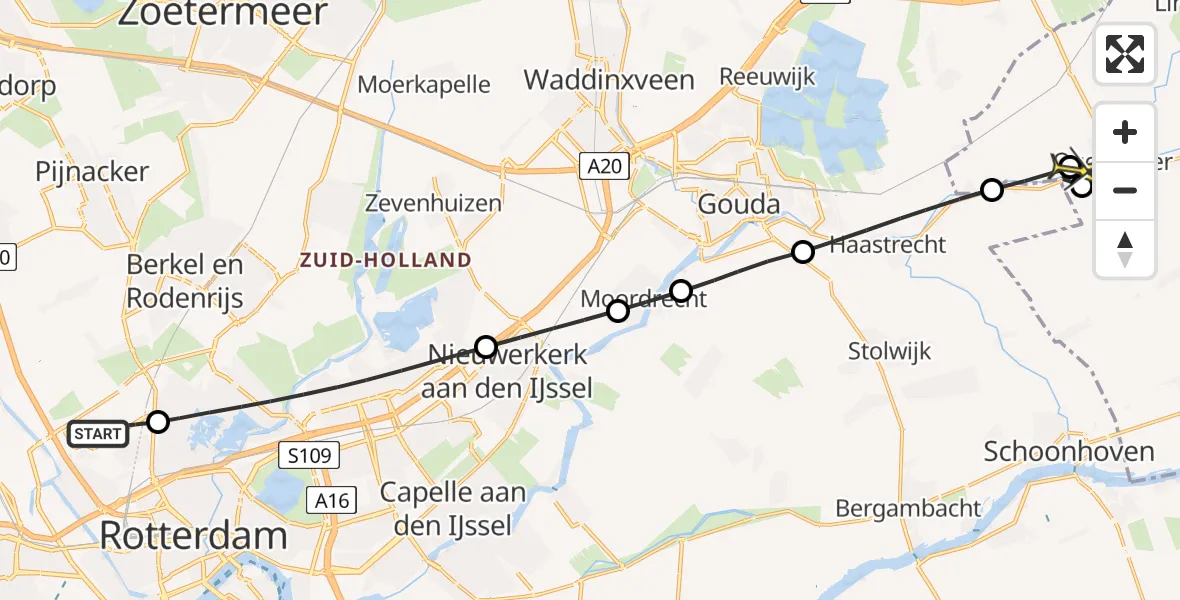 Routekaart van de vlucht: Lifeliner 2 naar Hekendorp, Brandenburgbaan