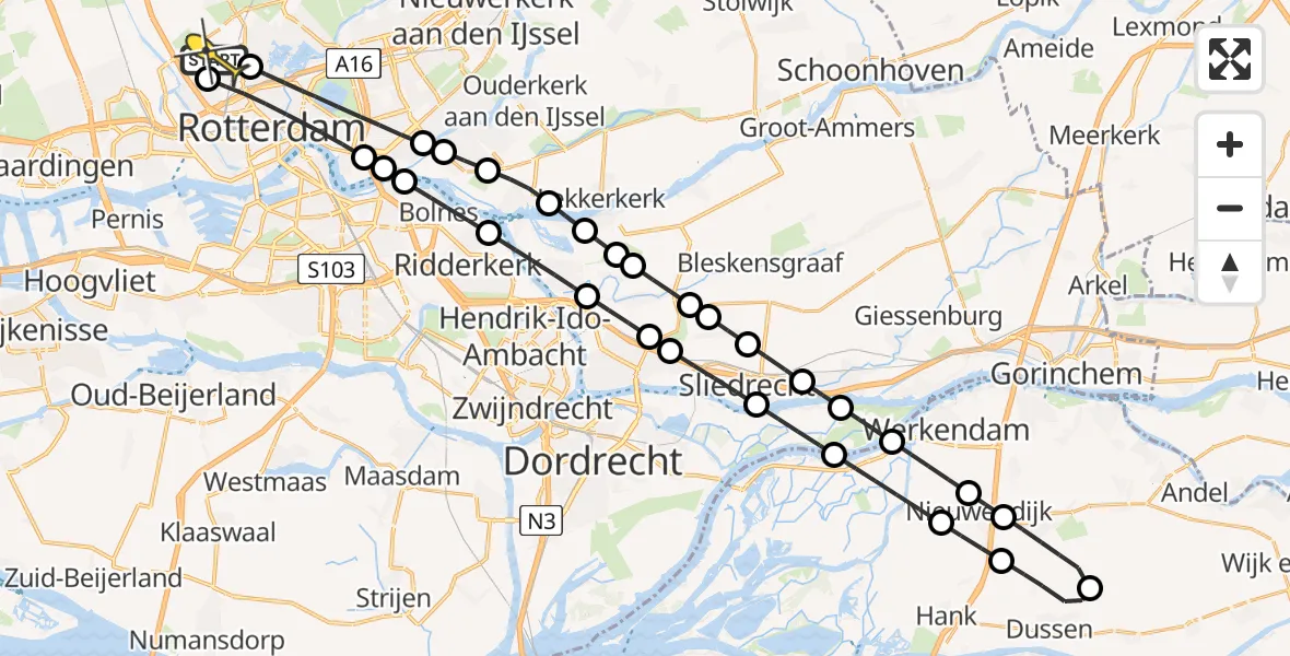 Routekaart van de vlucht: Lifeliner 2 naar Rotterdam The Hague Airport, Hilda Verwey-Jonkerstraat