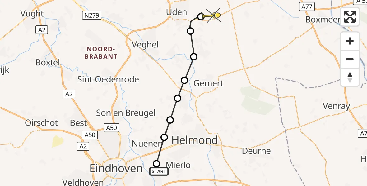 Routekaart van de vlucht: Lifeliner 3 naar Vliegbasis Volkel, Vamweg