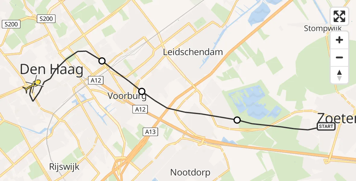 Routekaart van de vlucht: Lifeliner 2 naar Den Haag, Bunkerpad