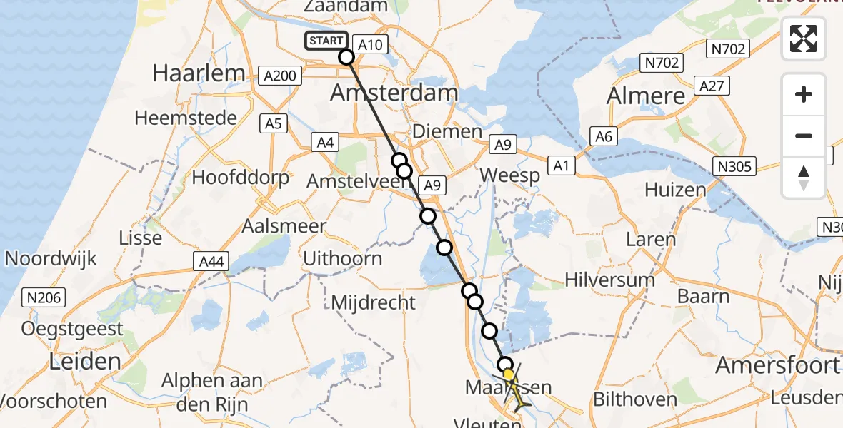 Routekaart van de vlucht: Lifeliner 1 naar Maarssen, Westhavenweg