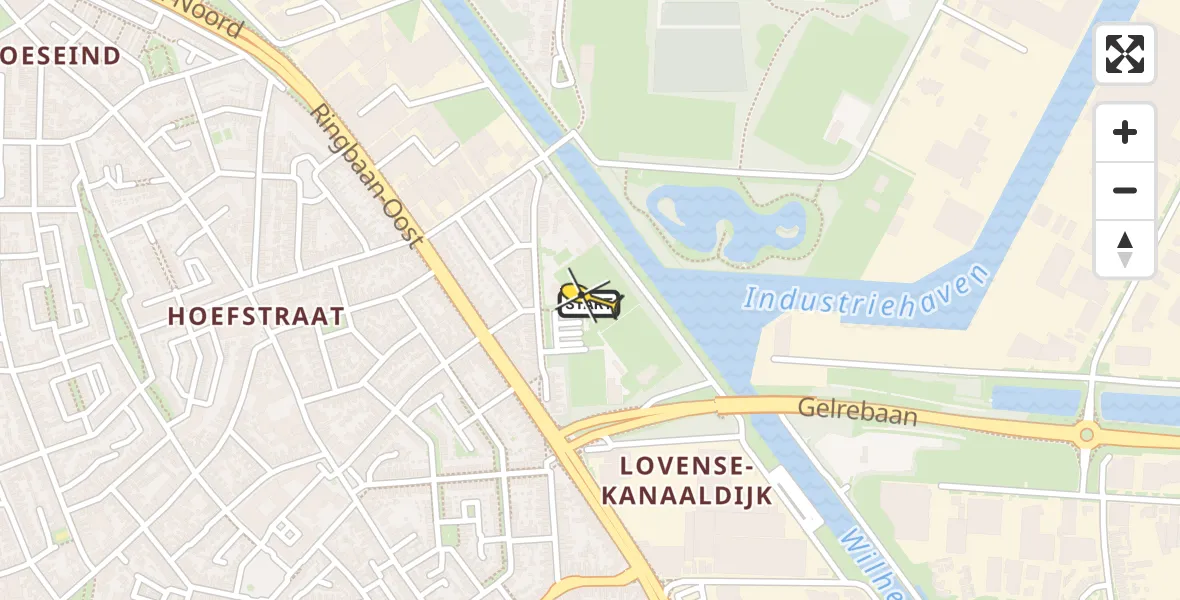 Routekaart van de vlucht: Lifeliner 3 naar Tilburg, Melis Stokestraat