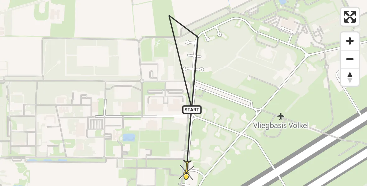 Routekaart van de vlucht: Lifeliner 3 naar Vliegbasis Volkel, Zeelandsedijk