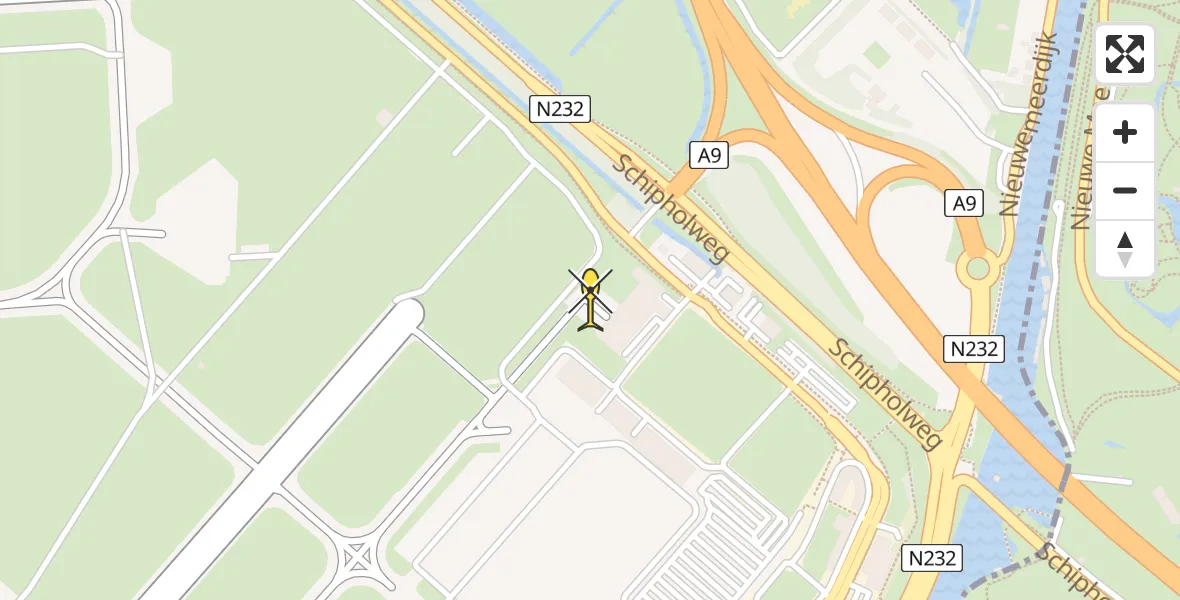 Routekaart van de vlucht: Politiehelikopter naar Schiphol
