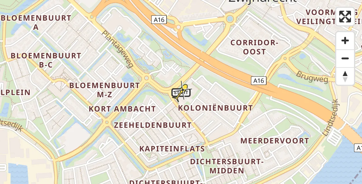 Routekaart van de vlucht: Lifeliner 2 naar Zwijndrecht, Burgemeester Doumaweg