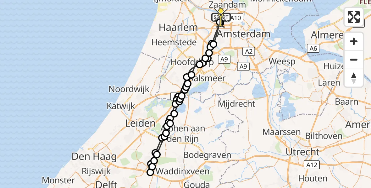Routekaart van de vlucht: Lifeliner 1 naar Amsterdam Heliport, Maltaweg