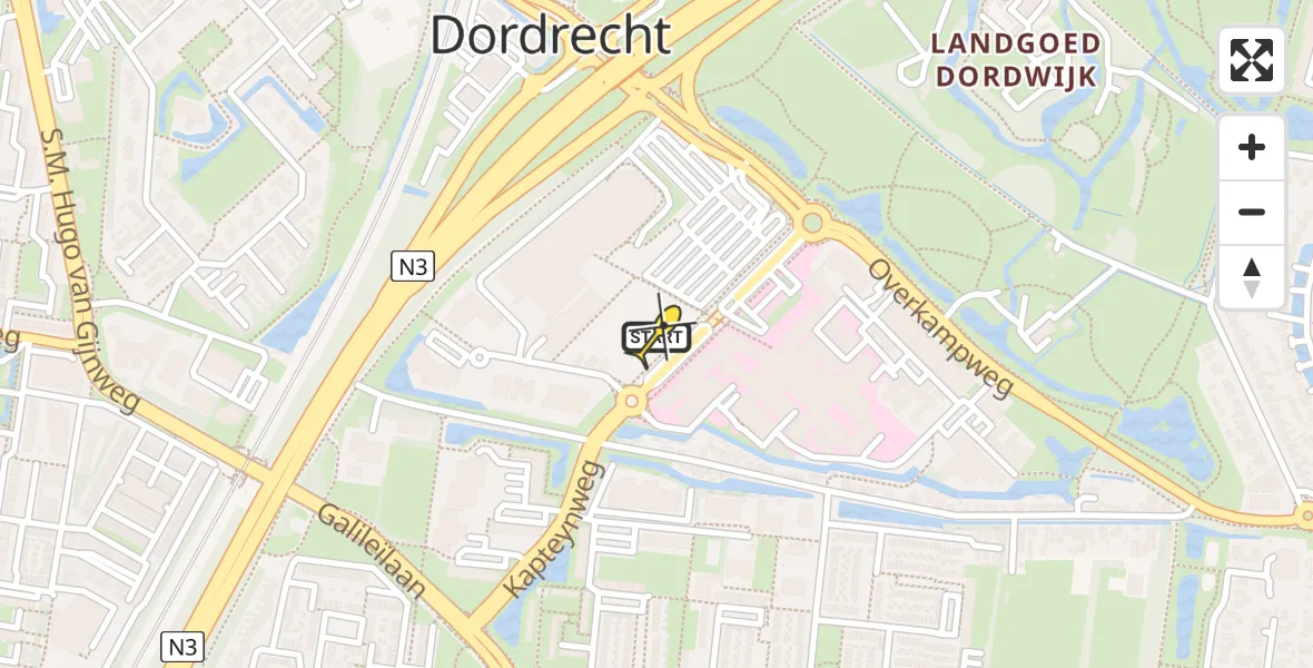 Routekaart van de vlucht: Lifeliner 2 naar Dordrecht, Gezondheidspark