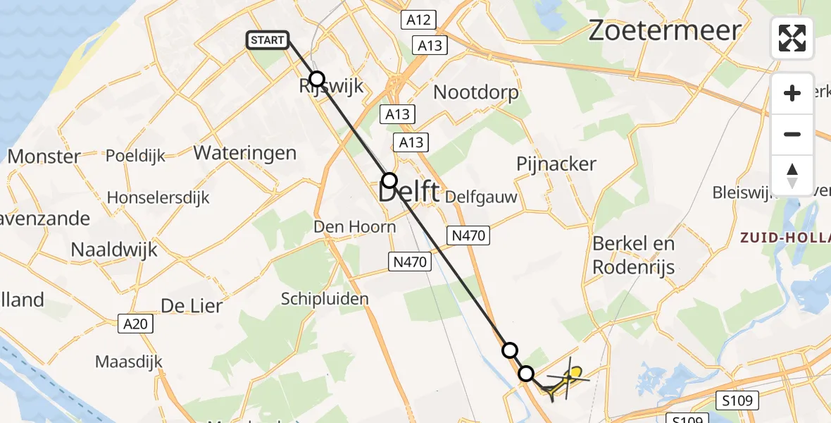 Routekaart van de vlucht: Lifeliner 2 naar Rotterdam The Hague Airport, Van Ruysbroekstraat