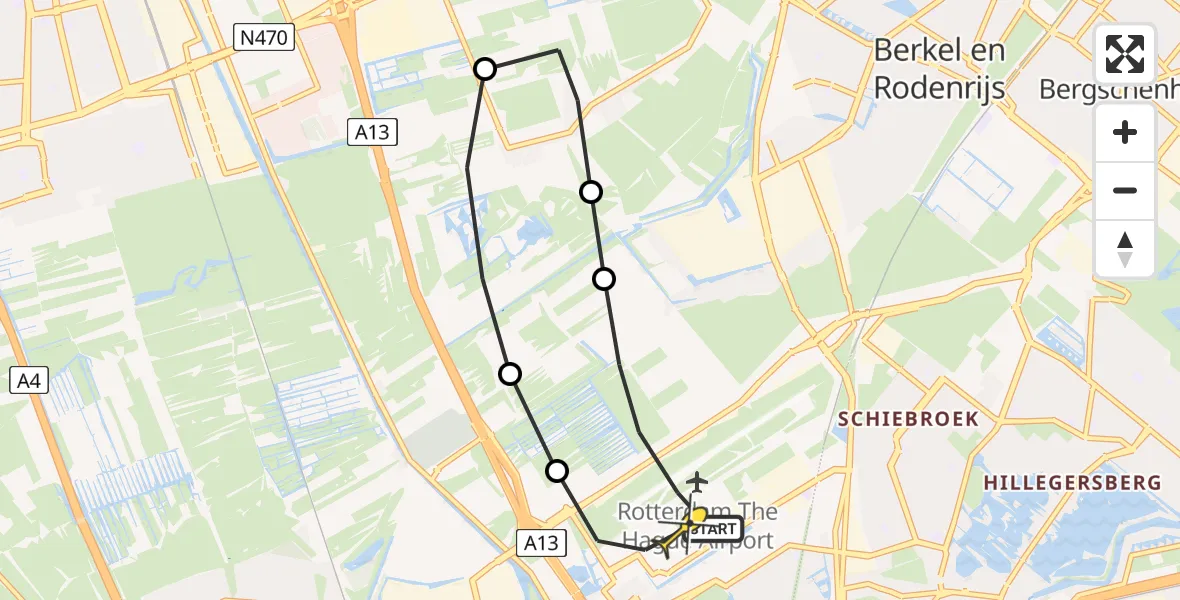 Routekaart van de vlucht: Lifeliner 2 naar Rotterdam The Hague Airport, Bergboezem Zuidpolder