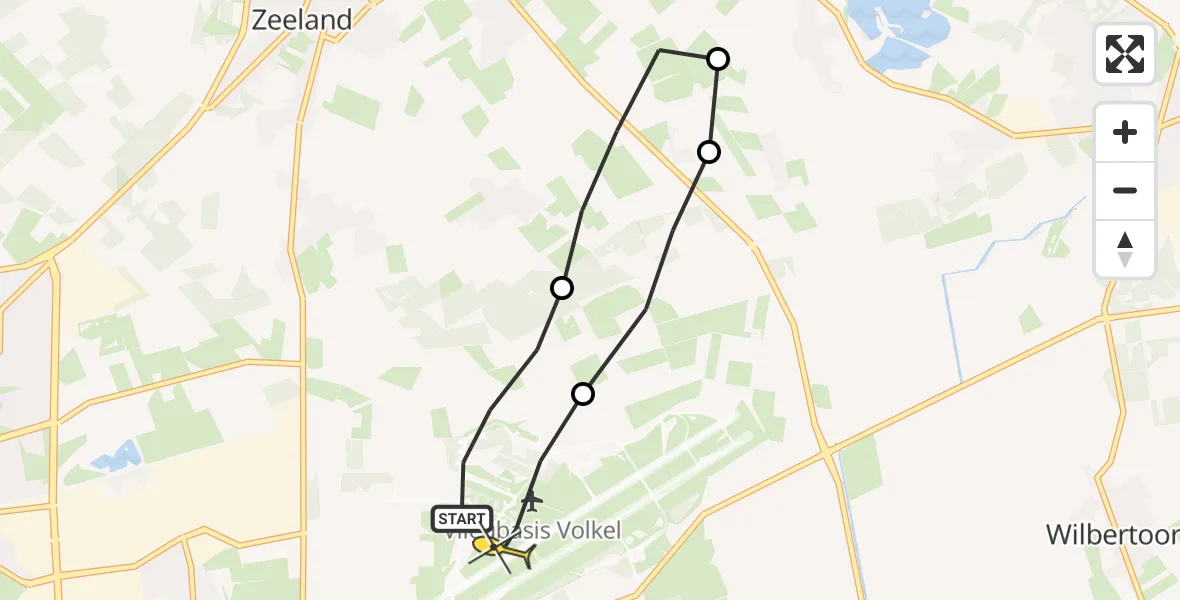 Routekaart van de vlucht: Lifeliner 3 naar Vliegbasis Volkel, Millsebaan