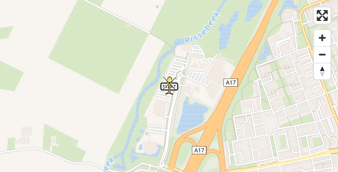 Routekaart van de vlucht: Lifeliner 2 naar Roosendaal, De Stok