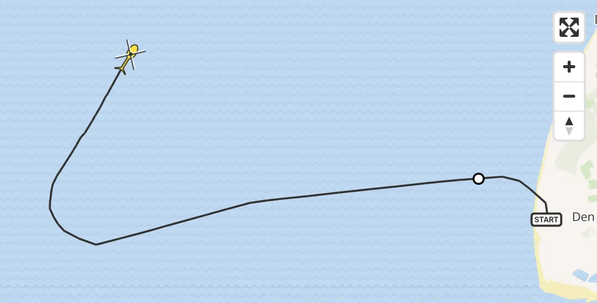 Routekaart van de vlucht: Kustwachthelikopter naar Paal 12